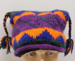 The Collection Royal Wool Knit Winter Hat Tassels Made In Nepal Purple O... - $16.72