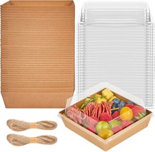 50 Pack 5 Inch Paper Charcuterie Boxes With Clear Lids, Square To Go Cak... - $39.99