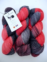 3 Skeins The Wicked Knittah Hand Dyed Fingering Yarn &quot;Tainted&quot; Merino Lurex - $59.99