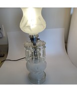 Art Deco Vintage Pressed Glass Boudoir Electric Lamp w/ Frosted Glass Shade - €52,76 EUR