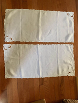 Vintage hand Embroidered &amp; Cutwork Table Runner Set of 2 #14 - $15.21