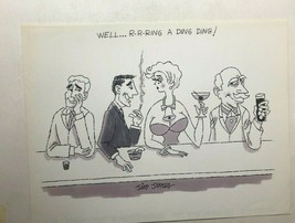 BAR SCENE vintage signed 8-1/2&quot; x 11&quot; Jim Jones magazine &quot;gag&quot; illustration  - £38.82 GBP