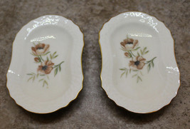 Royal Copenhagen Frijsenborg Ashtray Plate Set of 2 Flower Gold Trim Denmark - £28.91 GBP