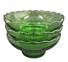 Vintage Green Depression Glass Pedestal Bowls EO Brody Co M2000 SET Of 3 - £20.61 GBP