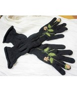 ELBOW LONG GLOVES KNITTED WOOL HANDMADE IN EUROPE TRUE BLACK HOLIDAY GIF... - £46.15 GBP