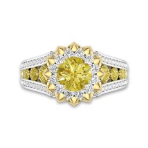 Sunflower Engagement Ring in Gold With Yellow Citrine Studded Anniversary Ring - £123.10 GBP