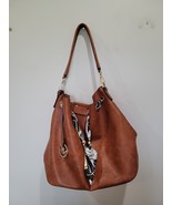 MICHAEL Kors Brown Signature Canvas Scarf Tie Drawstring Large Hobo Bag ... - $42.70