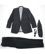 Vintage 70s Streetwear Mens 43L 4 Piece Wedding Prom Tuxedo Suit Black U... - $296.95