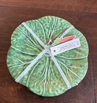 Set Of 4 Melamine Cabbage Print Appetizer Plates Easter Spring New Green 6.5” - £23.59 GBP
