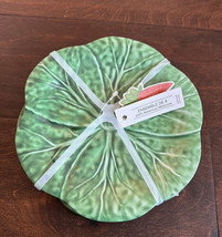 Set Of 4 Melamine Cabbage Print Appetizer Plates Easter Spring New Green... - $29.99