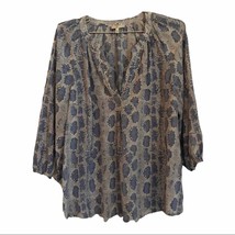 Joie blue gray animal snake print silk blouse - £21.45 GBP