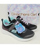 Skechers Girls Sneakers Sz 2.5 Microspec Athletic Black Aqua Casual Shoes - £37.82 GBP