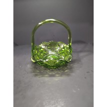 Indiana Glass Monticello Floral Basket, Lime Green Glass Basket, Art Dec... - $27.14 CAD
