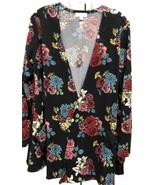 NWT LuLaRoe Medium Black Red Yellow Pink Blue Floral Caroline Cardigan S... - $587.19 MXN