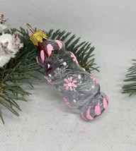 Candy transparent and pink glass Christmas handmade ornament,XMAS decoration - £8.99 GBP