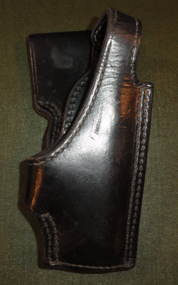 TEX SHOEMAKER &amp; SONS BLACK LEATHER DUTY SERVICE REVOLVER RIGHT HAND HOLS... - $31.67