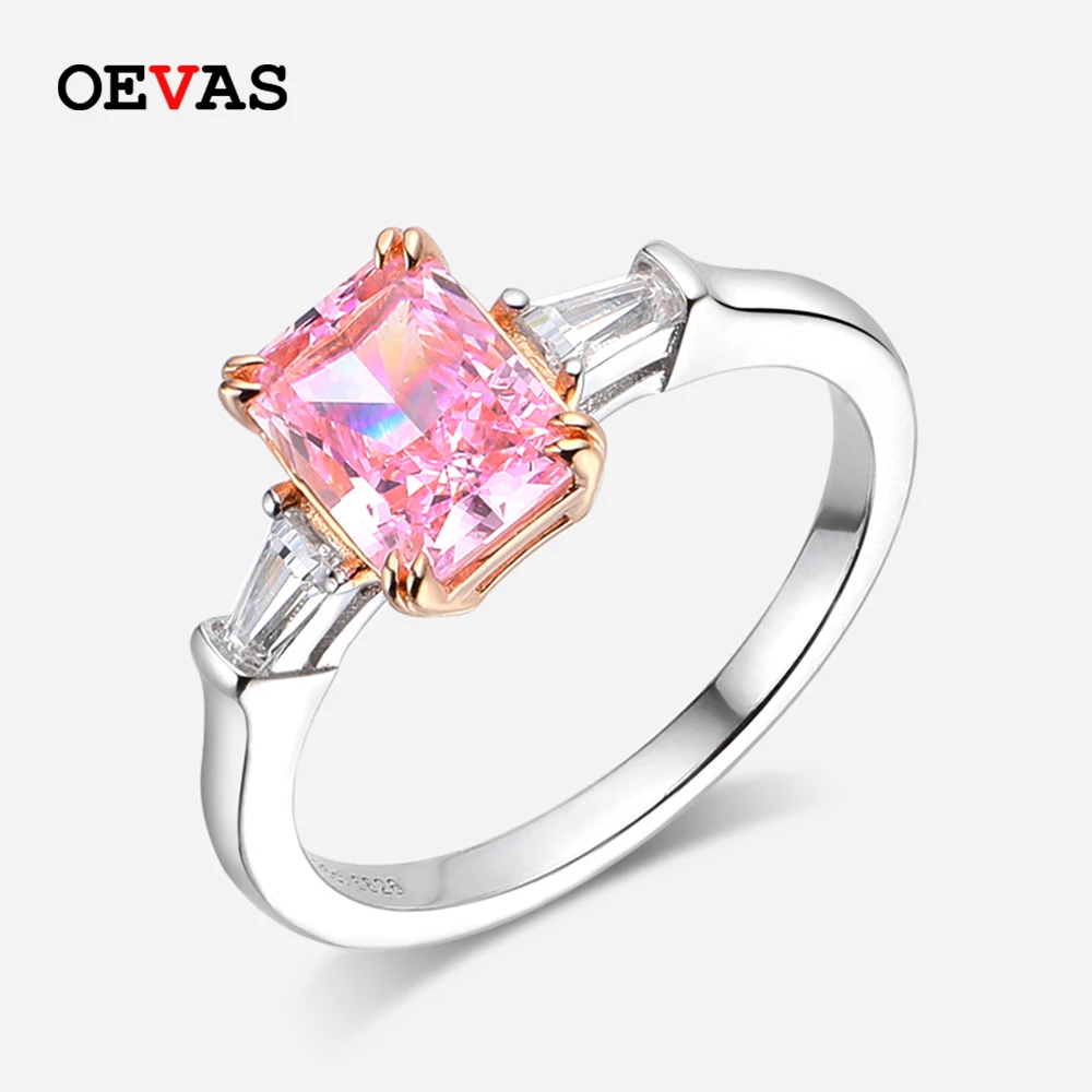 100% 925 Sterling Silver 2 Carats Pink High Carbon Diamond Rings For Women Spark - £88.85 GBP