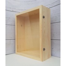 large extra deep shadow box display case with glass door, wood memory bo... - $187.54