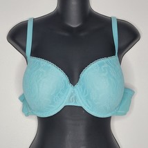Cacique Bra Womens 40C Blue Floral Lace Design Underwire Padded - £17.95 GBP