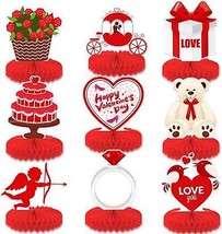 KatchOn, Red Valentine Honeycomb Centerpieces - Pack of 9 | 3D Valentines Day - £17.12 GBP