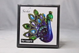 Pier 1 Peacock Sasha Jeweled Figurine Multicolor Decorative Collectible - $15.31
