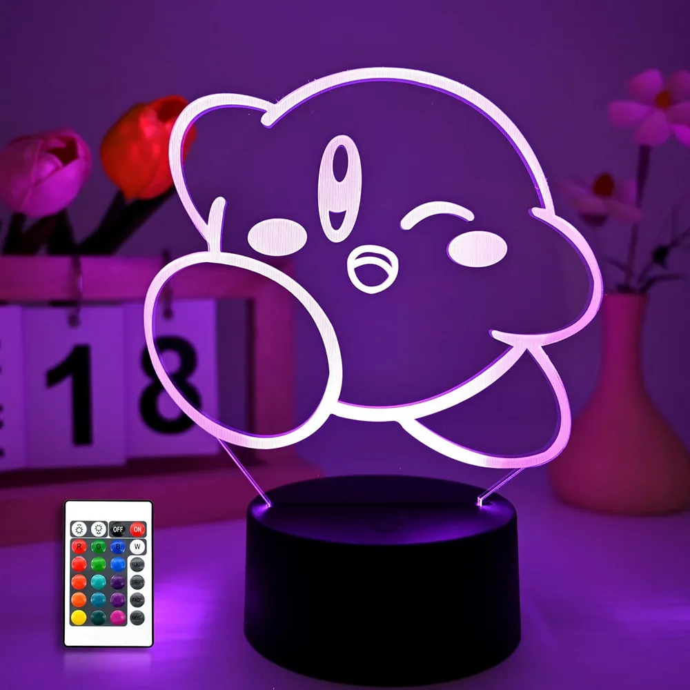Kirby 3D Night Light Gifts LED Table Lamp 16 Colors Changing With Remote... - $7.93