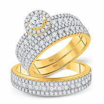 14kt Yellow Gold His Hers Round Diamond Wedding Ring Band Set 2 Ctw (Certified) - £2,419.93 GBP