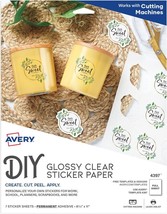 Avery Printable Sticker Paper, 8.5&quot; x 11&quot;, Laser &amp; Inkjet Printers, Glossy Clear - £15.67 GBP