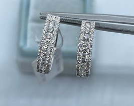 2.50Ct Round Cut Lab-Created Diamond Hoop Earrings 14K White Gold Plated Silver - £97.75 GBP