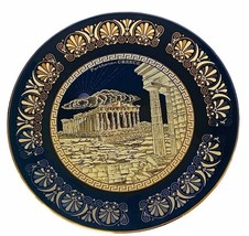 Parthenon Depastas Greece hand made 24k gold black collectors plate 13&quot; ... - £58.25 GBP