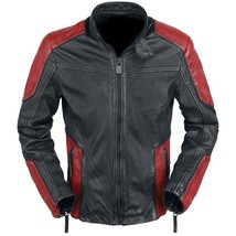 New Handmade Men Maroon Black Biker Leather Jacket, Men Fashion Jacket - £128.67 GBP