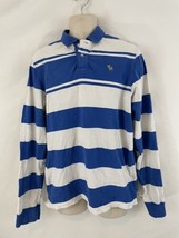 Abercrombie &amp; Fitch Muscle Mens XL Blue White Nautical Stripe Cotton Rugby Shirt - £17.09 GBP