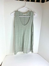 Elodie Womens Sz S Gray Tank Top Shirt Round Neck Sleeveless Hi Low Hem - $14.85