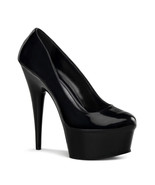 PLEASER DEL685/B/M Sexy Classic Black Platform 6&quot; Stiletto Heels Pumps S... - $1,174.23 MXN