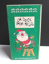 Deck Them Halls w/ Matzo Balls Giant Flocked Santa Christmas Greeting Card 1966  - £15.72 GBP