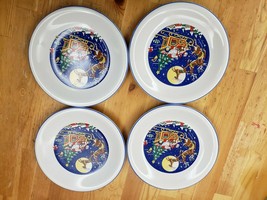Christmas Holiday Dessert Plates &quot;Santa On Sleigh&quot; Stoneware The Market Place - £19.12 GBP