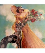 On The Bluff Irene Patten Harlequin Great Dane 1940s Lithograph Art Prin... - $82.00 CAD
