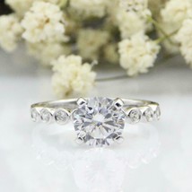2.30Ct Round Cut Moissanite Wedding Engagement Rings 14K White Gold Finish - £72.48 GBP