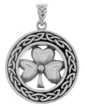 Jewelry Trends Celtic Good Luck Clover Shamrock Sterling Silver Pendant - £47.05 GBP