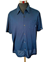 Quiksilver Shirt Men&#39;s Size X-Large Navy Blue Button Front Short Sleeves Casual - £8.88 GBP