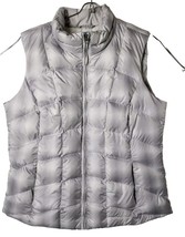 Eddie Bauer Women L Puffer Quilted Silver Full Zipper Zipped Pocket warm Vest - £34.79 GBP