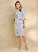 Kaleidoscope Grey Lace Shift Dress and Jacket  UK 14  (fm82-4) - £107.24 GBP