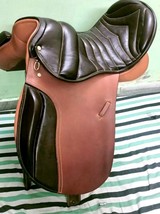 Icelandic leather saddle 17&quot; perfect size- ECO leather on color brown -c... - $385.52