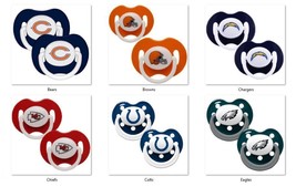 NFL Pacifiers Set of 2 Solid Color Shield w/ Holes on Card -Select- Team Below - £8.63 GBP+