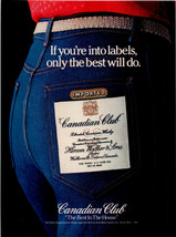 1982 Canadian Clubs Label on Jeans Vintage Print Ad Advertising Advertis... - £4.87 GBP