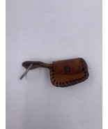 Vintage Leather Snap Top Keyring Small Coin Holder Mushroom Design - £6.62 GBP