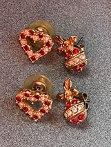 Lot of Small Avon Marked Red &amp; White Rhinestone Christmas Holiday Ornaments &amp; - $14.89