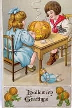 Halloween Postcard Anthropomorphic Gobins Children Tea Party Toys BW Series 374 - £113.72 GBP