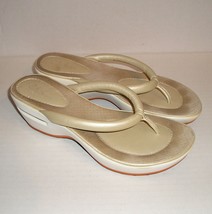 COLE HAAN N-Air Women&#39;s Pearl Leather Wedge Dress Thongs Sandals Slides ... - $20.00