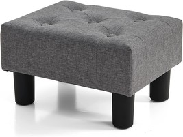 Brian &amp; Dany Small Foot Stool, Linen Foot Stools With Legs, Stable Small, Grey - £30.78 GBP